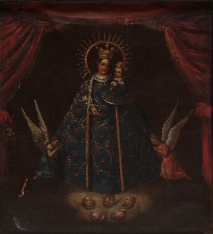 Virgen con Niño y ramo de azucenas
