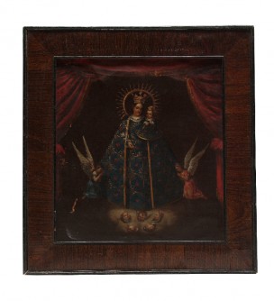 Virgen con Niño y ramo de azucenas